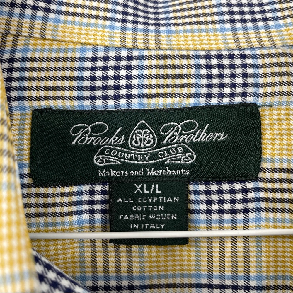 Brooks Brothers Country Club Yellow Blue Button Down Shirt XL LONG - Picture 6 of 6